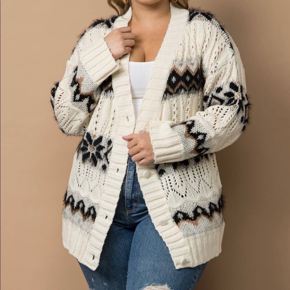Fuzzy Button Up Varsity Cardigan